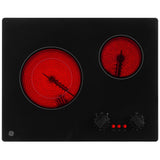 GE JP3021DPBB Electric Cooktop, 21 inch Exterior Width, 2 Burners, 2,500 W Highest Element, Black colour
