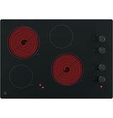 GE JP3030DWBB Electric Cooktop, 30 inch Exterior Width, 4 Burners, Black colour