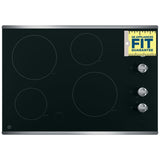 GE JP3030SWSS Electric Cooktop, 30 inch Exterior Width, 4 Burners, Stainless Steel colour