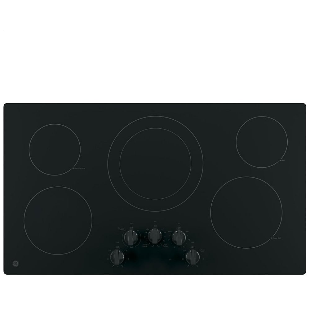 GE JP3036DLBB Electric Cooktop, 36 inch Exterior Width, 5 Burners, 2,700 W Highest Element, Black colour