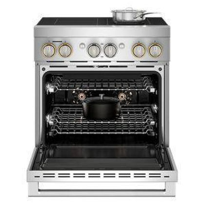 JennAir JPIFC730RL 电磁炉，4.1 立方英尺容量，30 英寸外部宽度，真对流，4 个燃烧器，不锈钢色