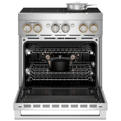 JennAir JPIFC730RL 电磁炉，4.1 立方英尺容量，30 英寸外部宽度，真对流，4 个燃烧器，不锈钢色