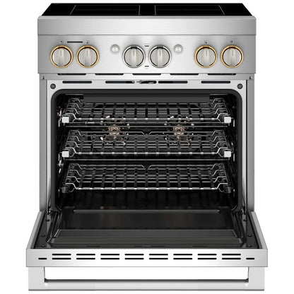 JennAir JPIFC730RL 电磁炉，4.1 立方英尺容量，30 英寸外部宽度，真对流，4 个燃烧器，不锈钢色