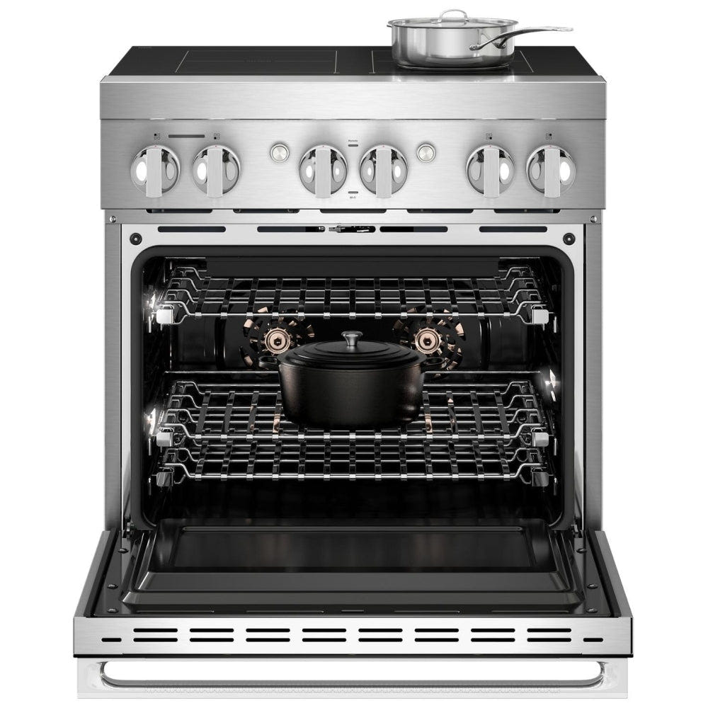 JennAir JPIFC730RM Induction Range, 4.1 cu. ft. Capacity, 30 inch Exterior Width, True Convection, 4 Burners, Stainless Steel colour