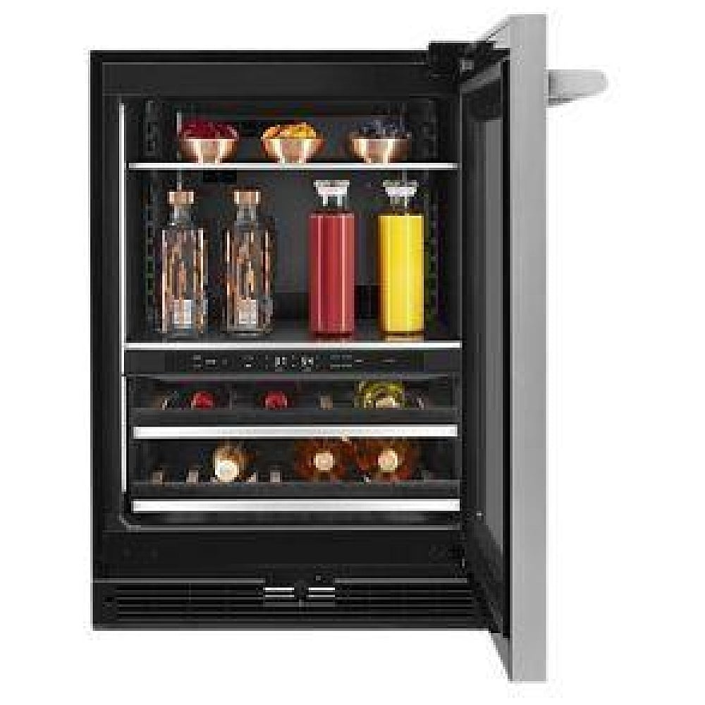 JennAir Rise JUBFR242HL Compact Beverage Center Under Counter Refrigeration, 24 inch Width, ENERGY STAR Certified, Stainless Steel colour Right Swing