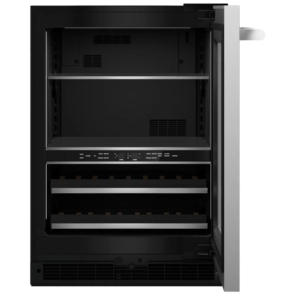 JennAir Rise JUBFR242HL 紧凑型饮料中心台下冷藏，24 英寸宽，能源之星认证，不锈钢色，右开