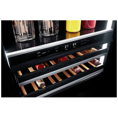 JennAir Noir JUBFR242HM Compact Beverage Center Under Counter Refrigeration, 24 inch Width, ENERGY STAR Certified, Stainless Steel colour Right Swing