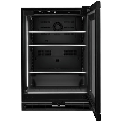 JennAir JUGFR242HX 紧凑型台下式制冷冰箱，24 英寸宽，能源之星认证，定制面板，不锈钢色，右开门
