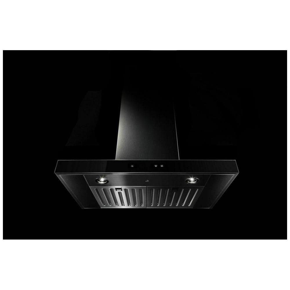 JennAir JVR0436HS Range Hood, 36 inch Exterior Width, Chimney, Wall Mounted, 550 CFM, Inside / Recirculating, LED, Dishwasher Safe Filters, Charcoal Filters, Stainless Steel colour Blower Included