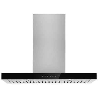 JennAir JVR0436HS Range Hood, 36 inch Exterior Width, Chimney, Wall Mounted, 550 CFM, Inside / Recirculating, LED, Dishwasher Safe Filters, Charcoal Filters, Stainless Steel colour Blower Included