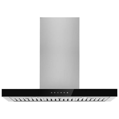 JennAir JVR0436HS Range Hood, 36 inch Exterior Width, Chimney, Wall Mounted, 550 CFM, Inside / Recirculating, LED, Dishwasher Safe Filters, Charcoal Filters, Stainless Steel colour Blower Included