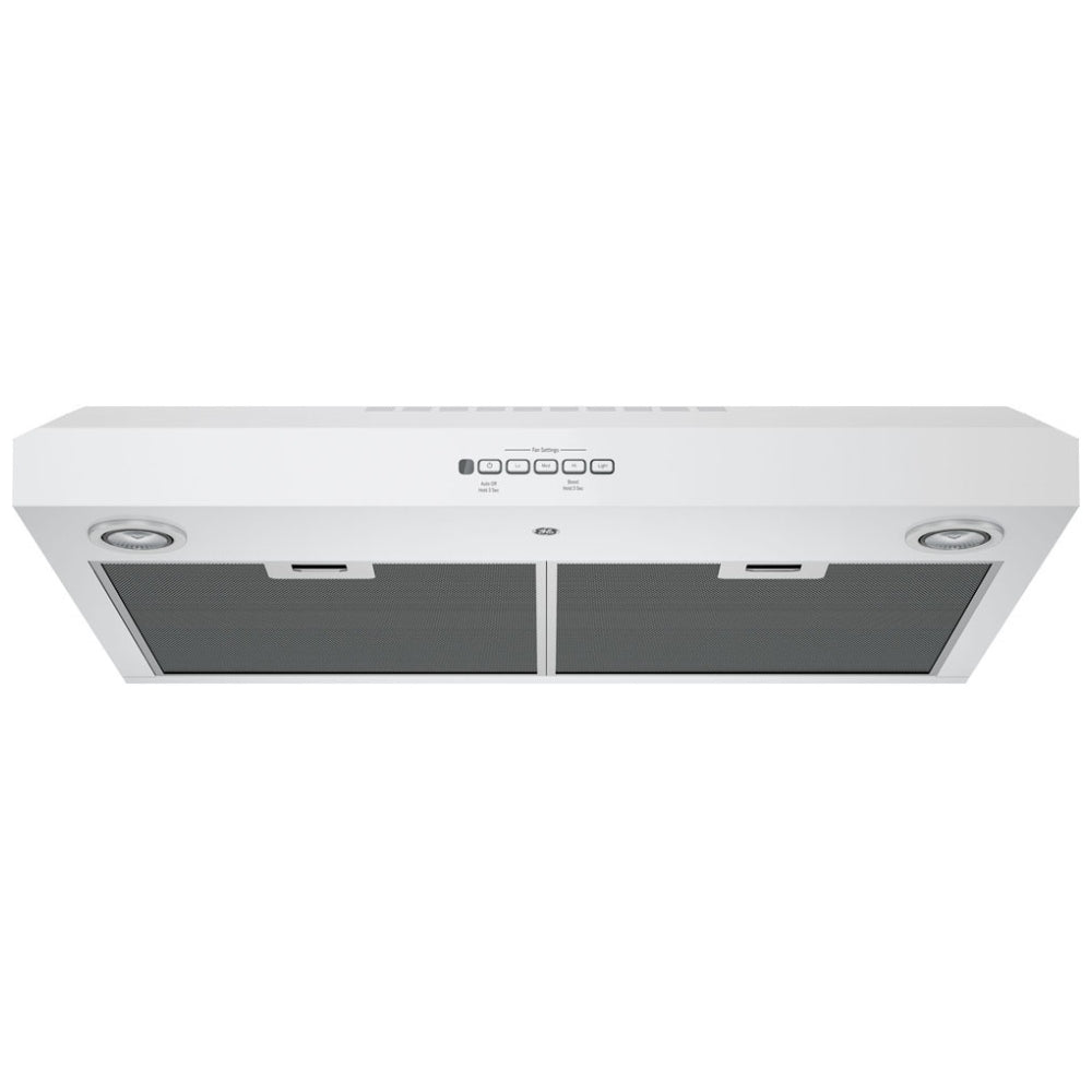 GE JVX5300DJWWC Range Hood, 30 inch Exterior Width, Under-Cabinet, 310 CFM, Halogen , Aluminum Mesh Filter, White colour