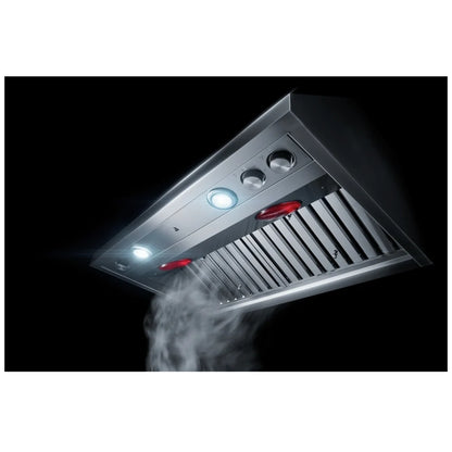 JennAir JXW9030HP 通风系统，外部宽度 30 英寸，壁挂式，600 CFM，卤素，洗碗机适用过滤器，挡板过滤器，不锈钢色，含鼓风机