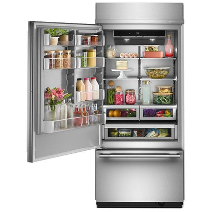 KitchenAid KBBL336SPS Built In Refrigerator, 36 inch Width, 20.8 cu. ft. Capacity, Ice Dispenser (Freezer Located), ENERGY STAR Certified, PrintShield Stainless colour, FreshFlow™ Air Filter, Preserva® Food Care, SatinGlide® System