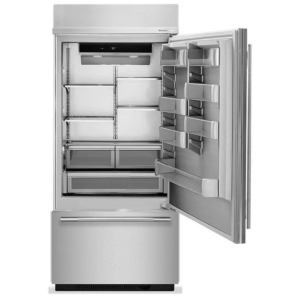 KitchenAid KBBR336SPS Built In Refrigerator, 36 inch Width, Custom Panel Ready, 20.8 cu. ft. Capacity, ENERGY STAR Certified, PrintShield Stainless colour, FreshFlow™ Air Filter, Preserva® Food Care, SatinGlide® System
