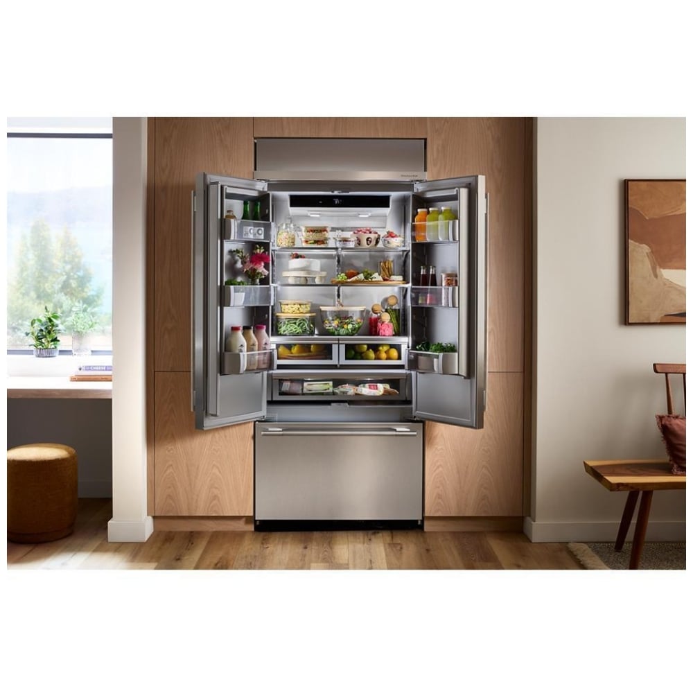 KitchenAid KBFN536SPS Bottom Freezer French Door Built In Refrigerator, 36 inch Width, 20.8 cu. ft. Capacity, Water Dispenser (Interior), Ice Dispenser (Freezer Located), PrintShield Stainless