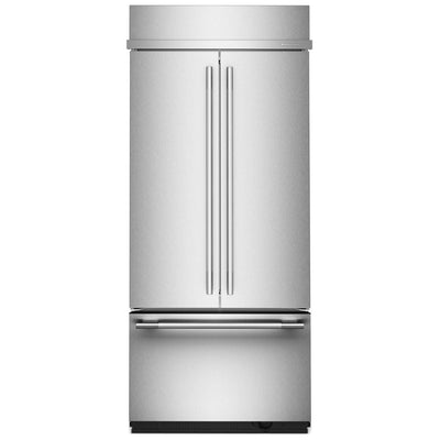 KitchenAid KBFN536SPS Bottom Freezer French Door Built In Refrigerator, 36 inch Width, 20.8 cu. ft. Capacity, Water Dispenser (Interior), Ice Dispenser (Freezer Located), PrintShield Stainless