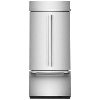 KitchenAid KBFN536SPS Bottom Freezer French Door Built In Refrigerator, 36 inch Width, 20.8 cu. ft. Capacity, Water Dispenser (Interior), Ice Dispenser (Freezer Located), PrintShield Stainless