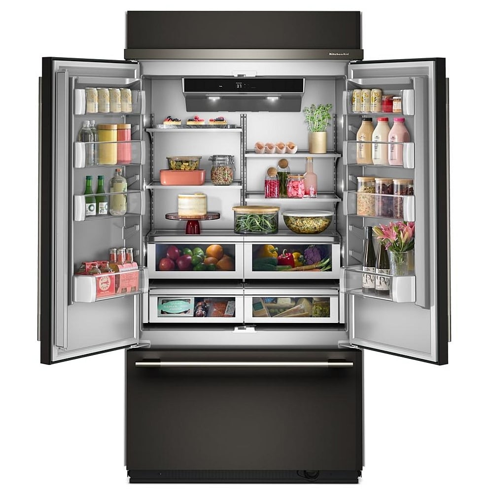 KitchenAid KBFN542SBE Bottom Freezer French Door Built In Refrigerator, 42 inch Width, 24.2 cu. ft. Capacity, Water Dispenser (Interior), Ice Dispenser