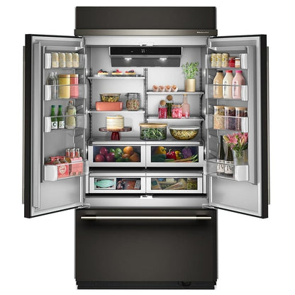 KitchenAid KBFN542SBE Bottom Freezer French Door Built In Refrigerator, 42 inch Width, 24.2 cu. ft. Capacity, Water Dispenser (Interior), Ice Dispenser