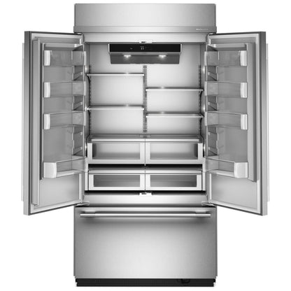 KitchenAid KBFN542SPS Bottom Freezer French Door Built In Refrigerator, 42 inch Width, 24.2 cu. ft. Capacity, Ice Dispenser (Freezer Located), ENERGY STAR Certified, PrintShield Stainless colour