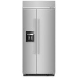 KitchenAid KBSD706MPS Side by Side Built In Refrigerator, 36 inch Width, 20.8 cu. ft. Capacity, Water Dispenser (Exterior), Ice Dispenser (Freezer Located), Stainless Steel colour