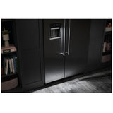 KitchenAid KBSD708MBS Side by Side Built In Refrigerator, 48 inch Width, 29.4 cu. ft. Capacity, Water Dispenser (Exterior), Ice Dispenser (Freezer Located), ENERGY STAR Certified, Black Stainless Steel colour