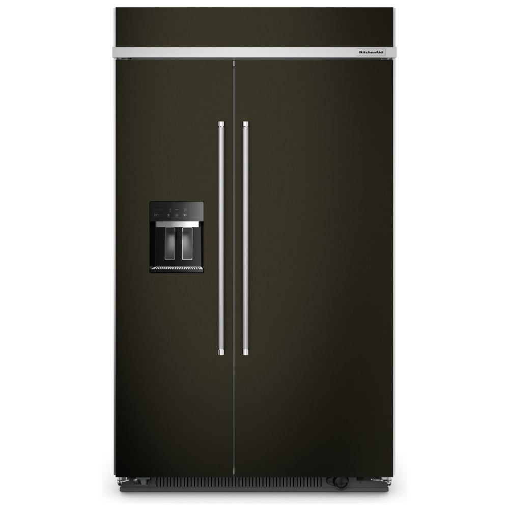 KitchenAid KBSD708MBS Side by Side Built In Refrigerator, 48 inch Width, 29.4 cu. ft. Capacity, Water Dispenser (Exterior), Ice Dispenser (Freezer Located), ENERGY STAR Certified, Black Stainless Steel colour