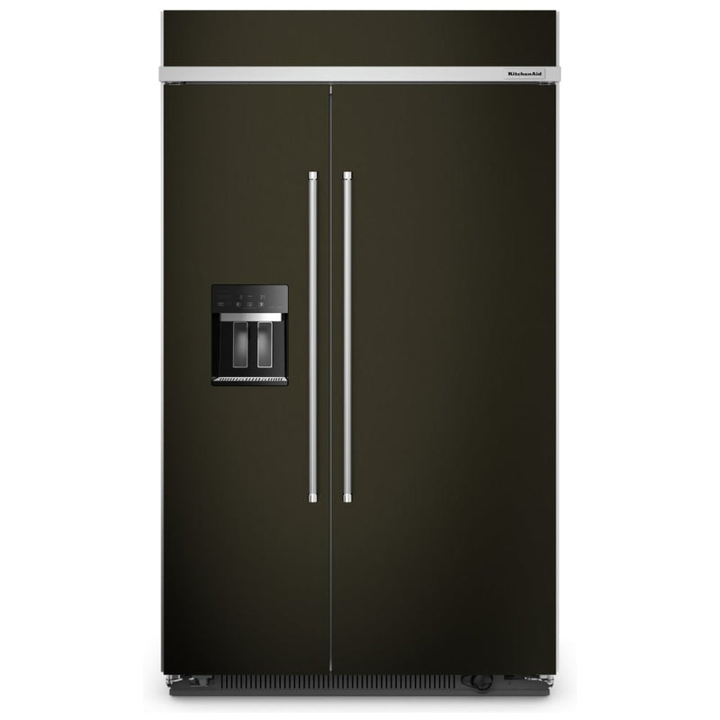 KitchenAid KBSD708MBS Side by Side Built In Refrigerator, 48 inch Width, 29.4 cu. ft. Capacity, Water Dispenser (Exterior), Ice Dispenser (Freezer Located), ENERGY STAR Certified, Black Stainless Steel colour