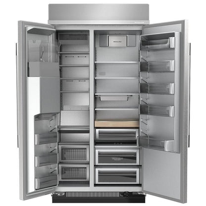 KitchenAid KBSD748SPS Side by Side Built In Refrigerator, 48 inch Width, 29.4 cu. ft. Capacity, Water Dispenser (Exterior), Ice Dispenser (Thru Door)