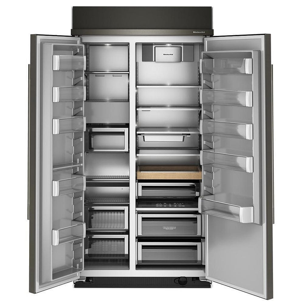 KitchenAid KBSN742SBE Side by Side Built In Refrigerator, 42 inch Width, 25.5 cu. ft. Capacity, Water Dispenser (Interior), Ice Dispenser (Freezer Located), Black Ore colour, FreshChill™,