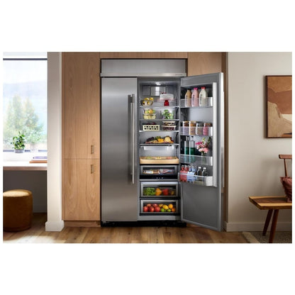 KitchenAid KBSN742SPS Side by Side Built In Refrigerator, 42 inch Width, 25.5 cu. ft. Capacity, Water Dispenser (Interior), Ice Dispenser (Freezer Located), PrintShield Stainless colour, FreshChill™