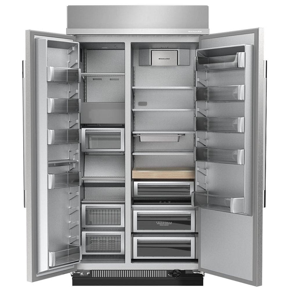 KitchenAid KBSN742SPS Side by Side Built In Refrigerator, 42 inch Width, 25.5 cu. ft. Capacity, Water Dispenser (Interior), Ice Dispenser (Freezer Located), PrintShield Stainless colour, FreshChill™