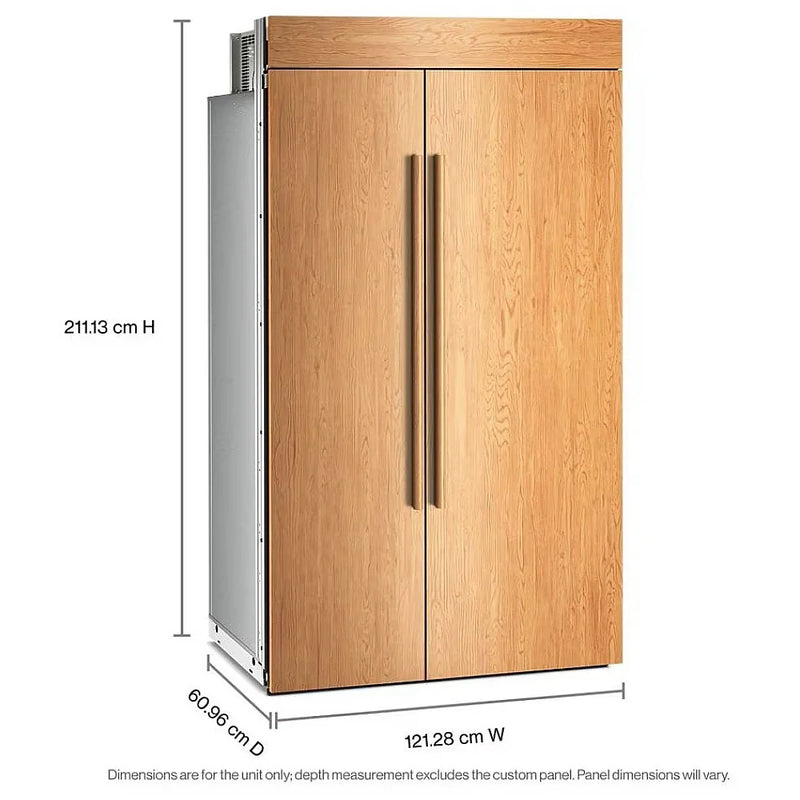 KitchenAid KBSN748TPA Built In Refrigerator, 48 inch Width, Custom Panel Ready, 30 cu. ft. Capacity, Water Dispenser (Interior), Ice Dispenser (Freezer Located), Panel Ready