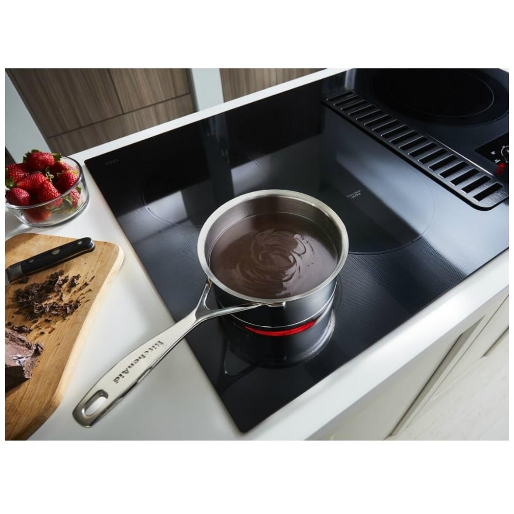 KitchenAid KCED600GBL Electric Cooktop, 30 inch Exterior Width, 4 Burners, Downdraft, 3,200 W Highest Element, Black colour