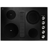 KitchenAid KCED600GBL Electric Cooktop, 30 inch Exterior Width, 4 Burners, Downdraft, 3,200 W Highest Element, Black colour