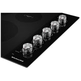 KitchenAid KCES550HBL Electric Cooktop, 30 inch Exterior Width, 5 Burners, 3,200 W Highest Element, Black colour