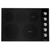 KitchenAid KCES550HBL Electric Cooktop, 30 inch Exterior Width, 5 Burners, 3,200 W Highest Element, Black colour