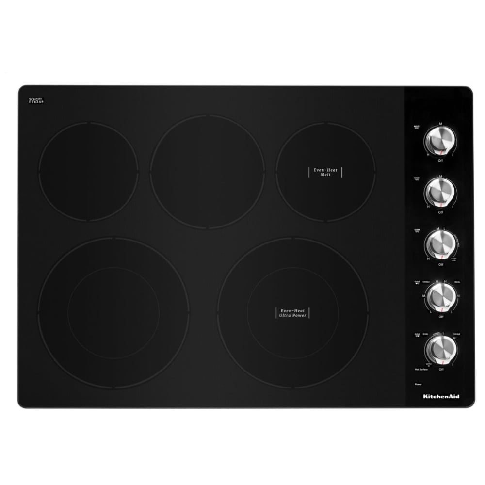 KitchenAid KCES550HSS Electric Cooktop, 30 inch Exterior Width, 5 Burners, 3,200 W Highest Element, Stainless Steel colour