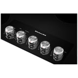 KitchenAid KCES556HBL Electric Cooktop, 36 inch Exterior Width, 5 Burners, 3,200 W Highest Element, Black colour