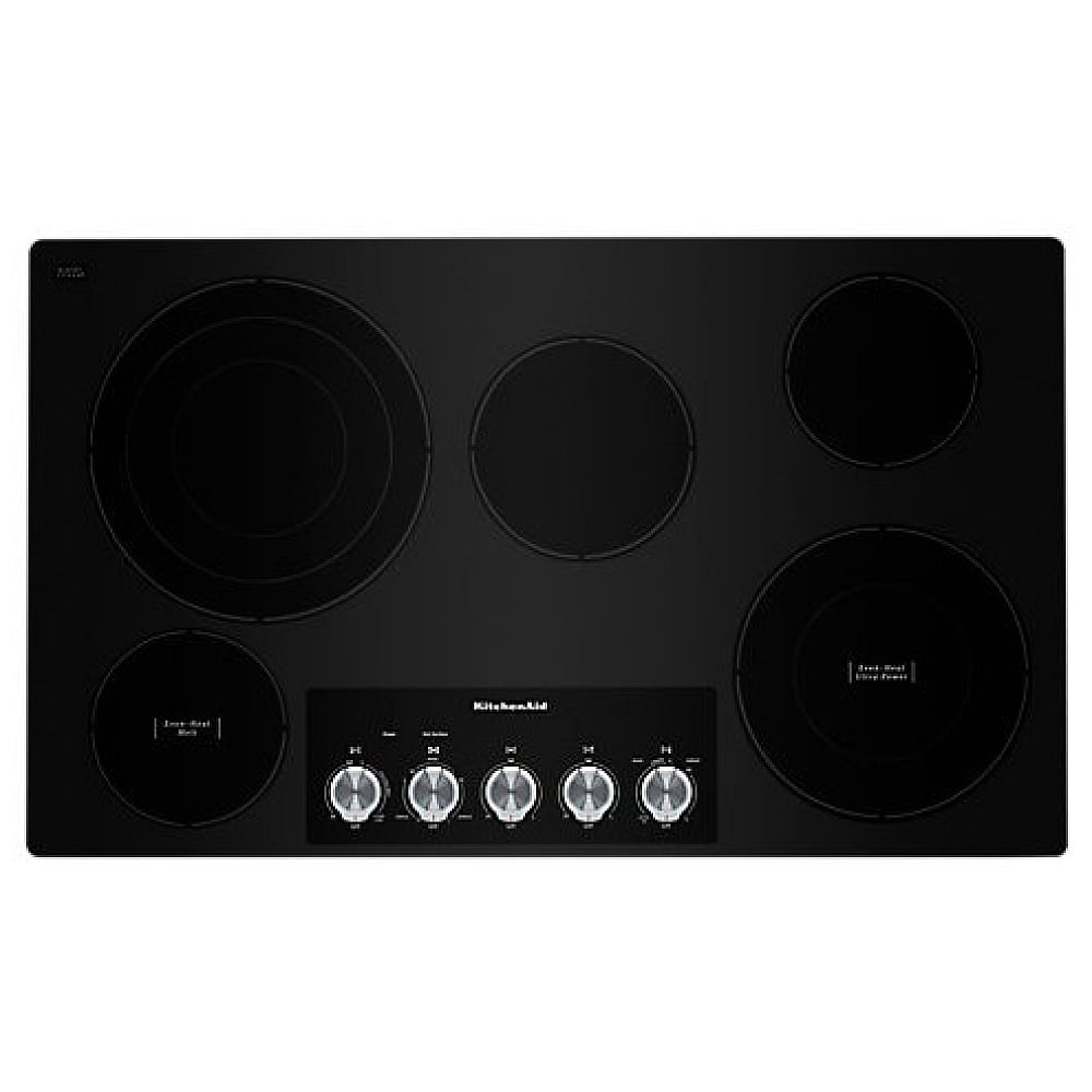 KitchenAid KCES556HBL Electric Cooktop, 36 inch Exterior Width, 5 Burners, Black colour