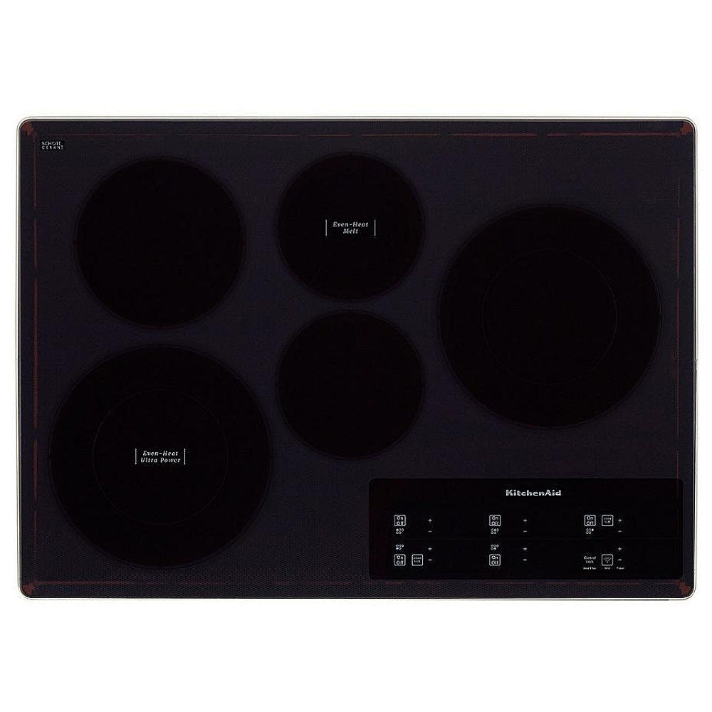 KitchenAid KCES950KBL Electric Cooktop, 30 inch Exterior Width, 5 Burners, Black colour