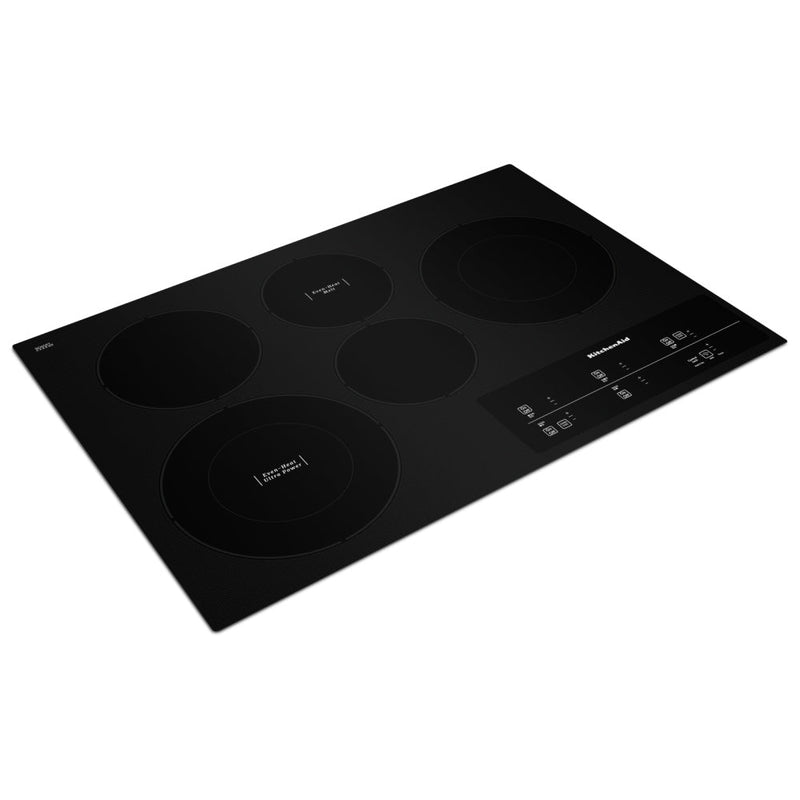 KitchenAid KCES950KBL Electric Cooktop, 30 inch Exterior Width, 5 Burners, 1,800 W Highest Element, Black colour