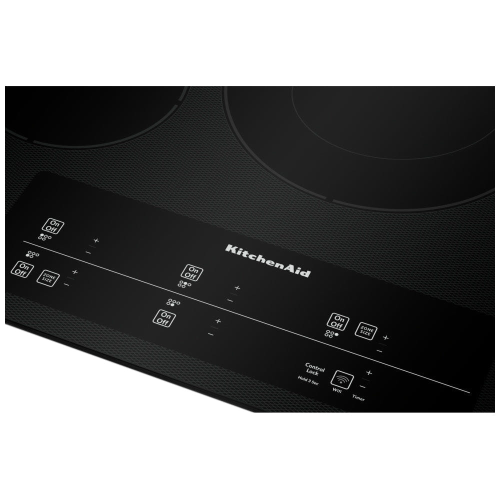 KitchenAid KCES950KBL Electric Cooktop, 30 inch Exterior Width, 5 Burners, Black colour