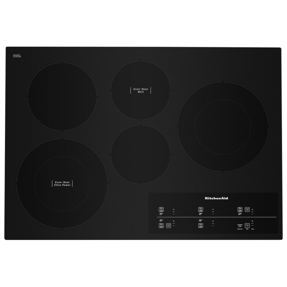 KitchenAid KCES950KBL Electric Cooktop, 30 inch Exterior Width, 5 Burners, Black colour