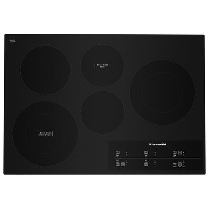 KitchenAid KCES950KBL Electric Cooktop, 30 inch Exterior Width, 5 Burners, Black colour