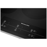 KitchenAid KCES950KSS Electric Cooktop, 30 inch Exterior Width, 5 Burners, 1,800 W Highest Element, Black colour