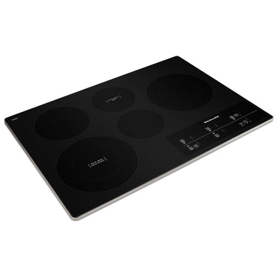 KitchenAid KCES950KSS Electric Cooktop, 30 inch Exterior Width, 5 Burners, Black