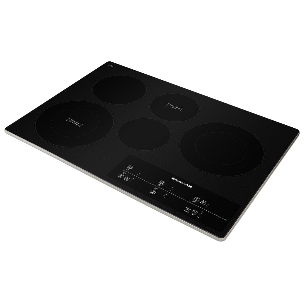 KitchenAid KCES950KSS Electric Cooktop, 30 inch Exterior Width, 5 Burners, Black