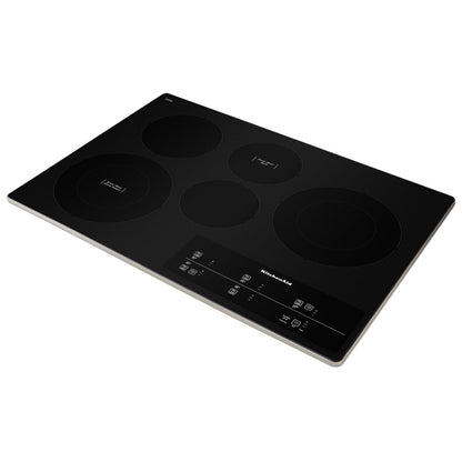 KitchenAid KCES950KSS Electric Cooktop, 30 inch Exterior Width, 5 Burners, Black